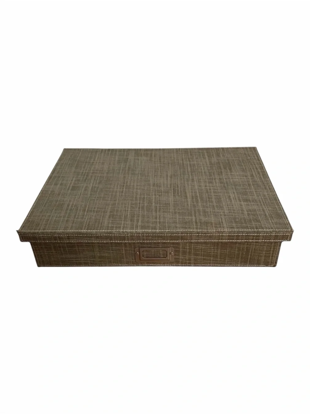 The Container Store Gray Linen Fabric Storage Box Label Holder Organizer